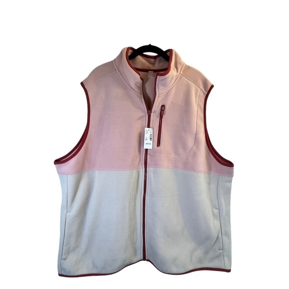 Hyba Women's Vest Size 2X Polar Colour Blocked Pink Tan Sleeveless - Picture 2 of 14
